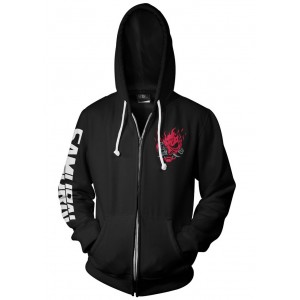 JINX CYBERPUNK 2077 BIGGEST FAN ZIP-UP HOODIE ČRN XL